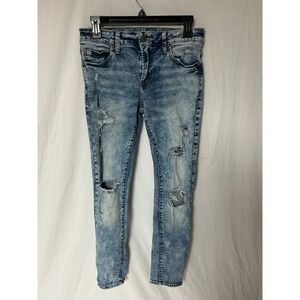 American Eagle Skinny Distressed Acid Wash Jeans Mens 29x30 Flex Ripped Denim